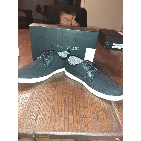 GUC Men's Size 10 Bruno Marc Black Canvas Dress Shoes Tie Shoes - Picture 5 of 6